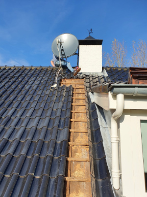 Install new aluminum, light weight antenna - slanted roof