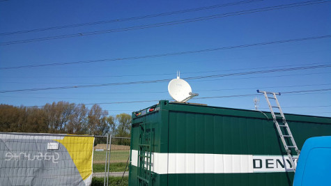 Internet via satellite installation - building site