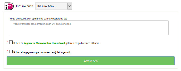 selecteren van bank bij betalingsmethode iDEAL
